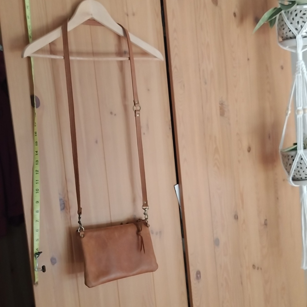 Distressed Tan Leather Crossbody